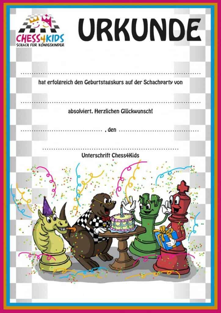 Die Chess4Kids Geburtstagsurkunde erhält jeder Partygast am Ende